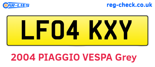 LF04KXY are the vehicle registration plates.