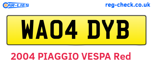 WA04DYB are the vehicle registration plates.