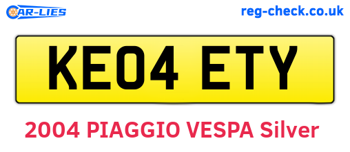 KE04ETY are the vehicle registration plates.
