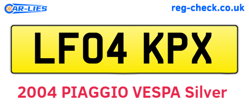 LF04KPX are the vehicle registration plates.