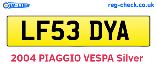 LF53DYA are the vehicle registration plates.