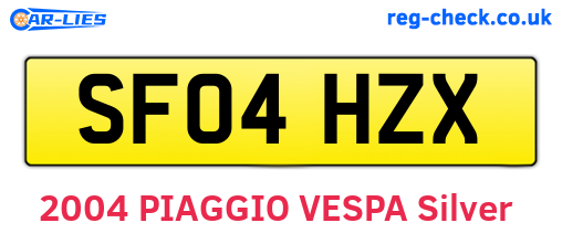 SF04HZX are the vehicle registration plates.