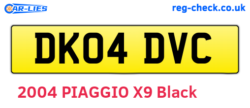 DK04DVC are the vehicle registration plates.