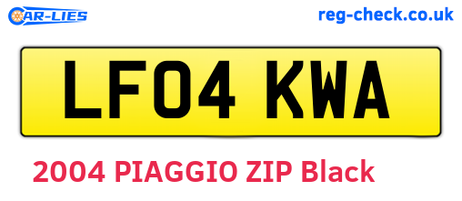LF04KWA are the vehicle registration plates.