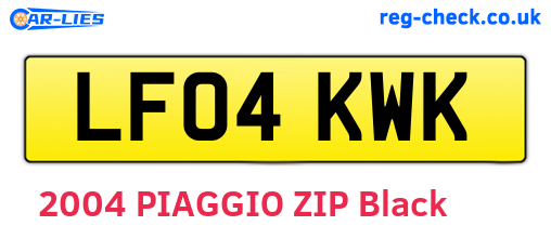 LF04KWK are the vehicle registration plates.
