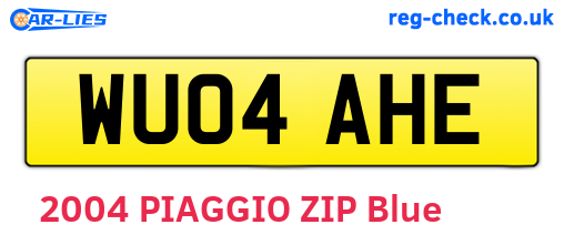 WU04AHE are the vehicle registration plates.