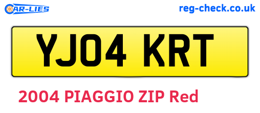 YJ04KRT are the vehicle registration plates.