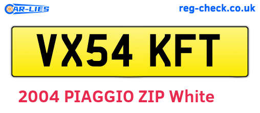 VX54KFT are the vehicle registration plates.