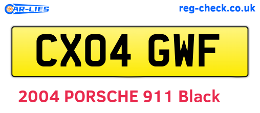 CX04GWF are the vehicle registration plates.