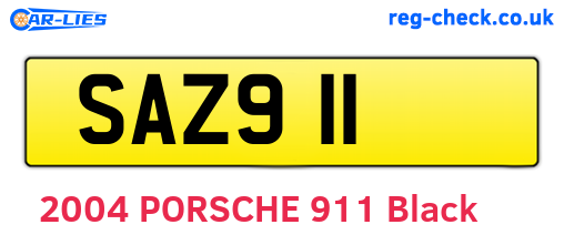 SAZ911 are the vehicle registration plates.