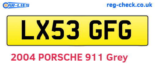 LX53GFG are the vehicle registration plates.