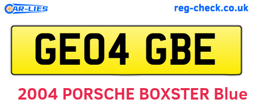 GE04GBE are the vehicle registration plates.