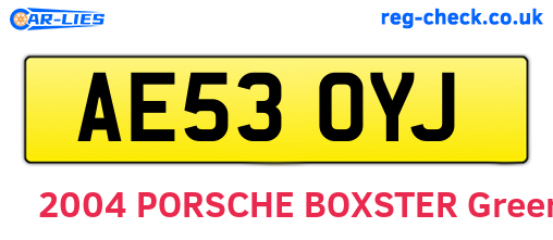 AE53OYJ are the vehicle registration plates.