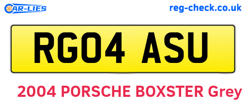 RG04ASU are the vehicle registration plates.