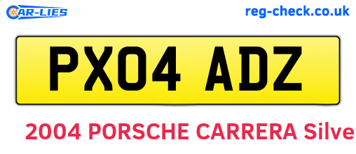 PX04ADZ are the vehicle registration plates.