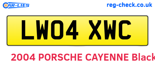 LW04XWC are the vehicle registration plates.