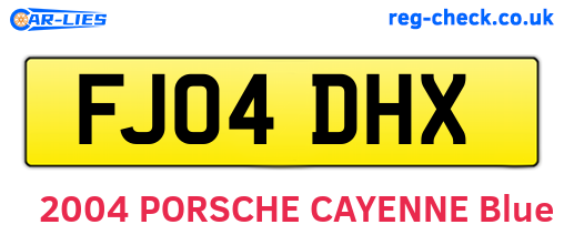 FJ04DHX are the vehicle registration plates.