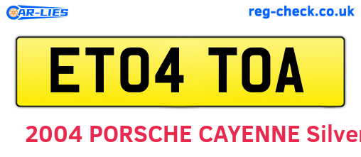 ET04TOA are the vehicle registration plates.