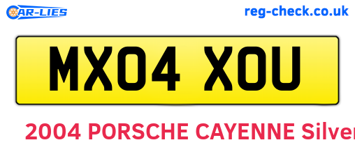 MX04XOU are the vehicle registration plates.