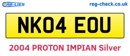 NK04EOU are the vehicle registration plates.