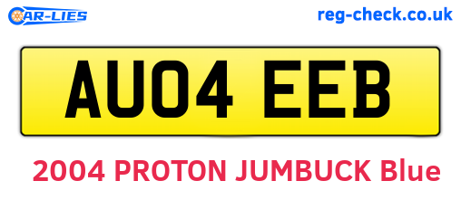 AU04EEB are the vehicle registration plates.