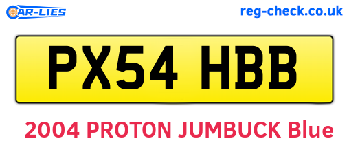 PX54HBB are the vehicle registration plates.