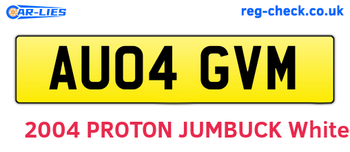 AU04GVM are the vehicle registration plates.