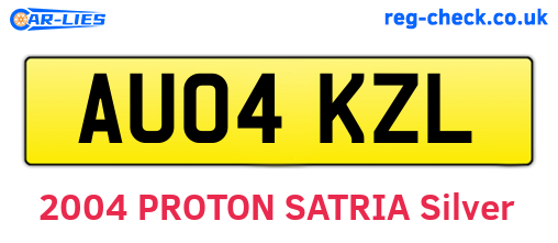 AU04KZL are the vehicle registration plates.