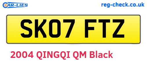 SK07FTZ are the vehicle registration plates.