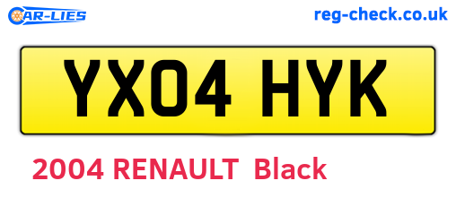 YX04HYK are the vehicle registration plates.