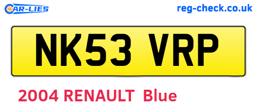 NK53VRP are the vehicle registration plates.