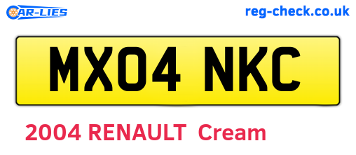 MX04NKC are the vehicle registration plates.