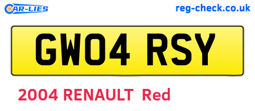 GW04RSY are the vehicle registration plates.