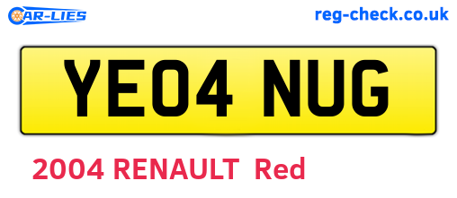 YE04NUG are the vehicle registration plates.