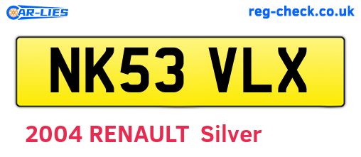 NK53VLX are the vehicle registration plates.