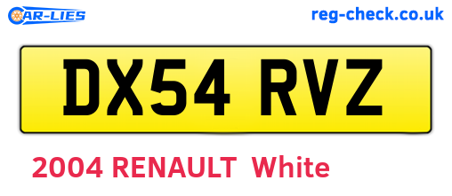 DX54RVZ are the vehicle registration plates.