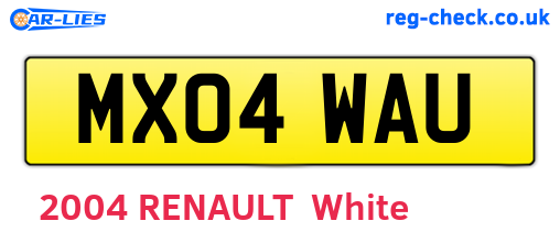 MX04WAU are the vehicle registration plates.