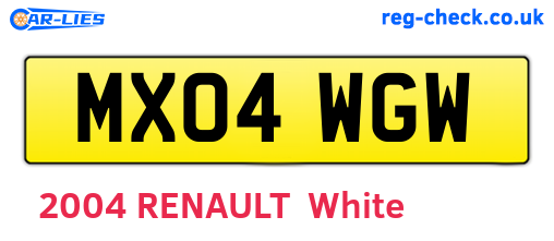 MX04WGW are the vehicle registration plates.