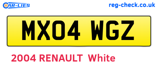 MX04WGZ are the vehicle registration plates.