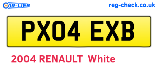 PX04EXB are the vehicle registration plates.