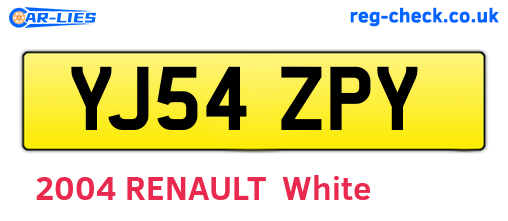 YJ54ZPY are the vehicle registration plates.