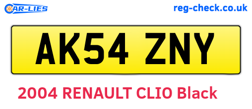 AK54ZNY are the vehicle registration plates.