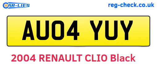 AU04YUY are the vehicle registration plates.