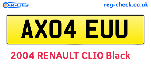AX04EUU are the vehicle registration plates.