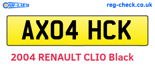 AX04HCK are the vehicle registration plates.
