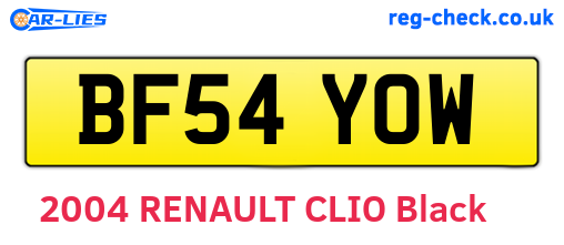 BF54YOW are the vehicle registration plates.