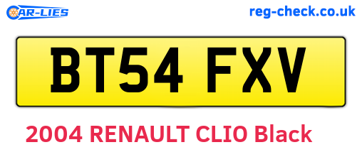 BT54FXV are the vehicle registration plates.
