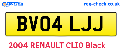 BV04LJJ are the vehicle registration plates.