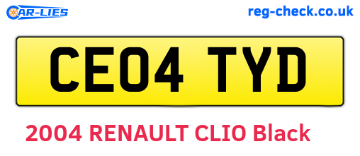 CE04TYD are the vehicle registration plates.