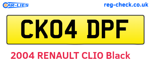 CK04DPF are the vehicle registration plates.